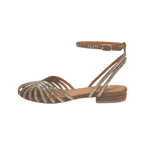 Jerryshoes beige embellished flat sandals with crystal details