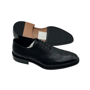 Jerryshoes black brogue wingtip dress shoes - classic formal men's footwear