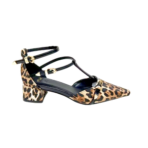 Jerryshoes leopard print T-strap block heels