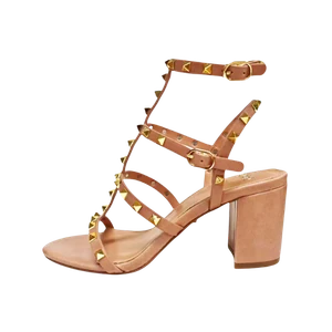 Jerryshoes nude studded gladiator sandals