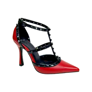 Jerryshoes red studded high heels - bold evening shoes