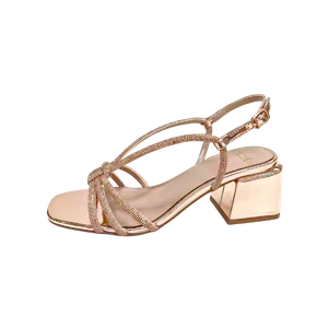 Jerryshoes rose gold strappy block heel sandals